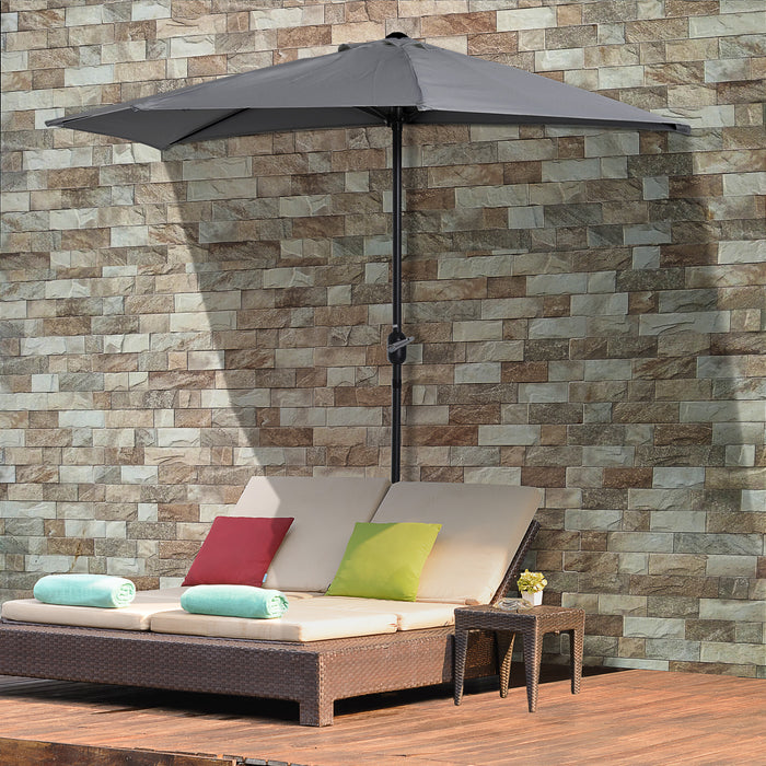 Half-Round Parasol Umbrella by 3M - Grey Polyester Canopy with Aluminum Frame - Compact Weather Protection for Small Spaces & Balconies