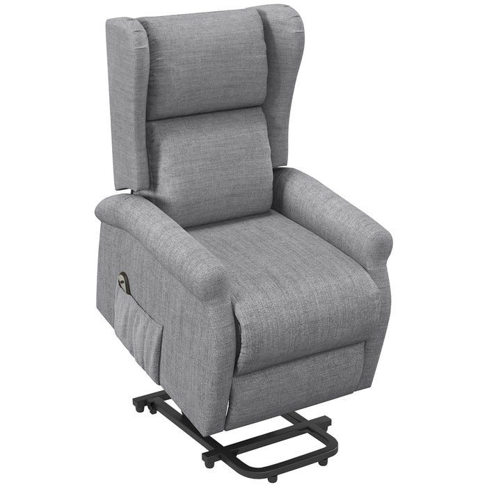 Fabric Electric Power Lift Recliner Chair with Remote - Comfortable Motorized Lounge Chair for Elders, Grey - Ideal for Assistance in Living Room Spaces