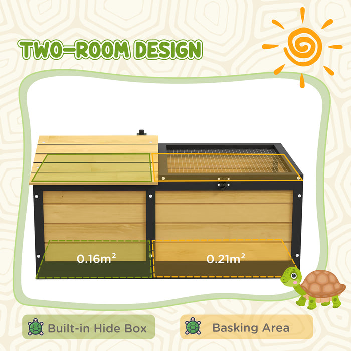 Tortoise Retreat Habitat - Wooden Shelter with Hide Den & Run for Reptiles - Ideal for Small Pet Tortoises and Similar Creatures