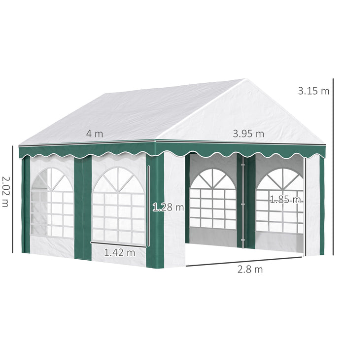 Garden Gazebo Marquee with Sides 4x4m - Galvanised Party Tent with Windows and Double Doors - Ideal for Weddings, Parties, and Outdoor Events