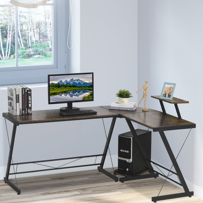 L-Shaped Office Desk with Round Corner - Spacious Gaming Table Workstation & CPU Stand - Ideal for Home Office with Storage Shelf Needs