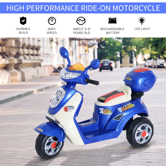 Electric Blue Tricycle for Kids - Battery-Powered Ride-On Toy - Perfect for Toddlers and Young Children Outdoor Play