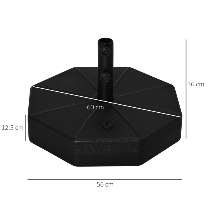 Octagonal Garden Parasol Base - Durable Umbrella Stand for Outdoor Markets, Up to 28kg Water/40kg Sand Capacity, Black - Ideal for Patio Stability & Support