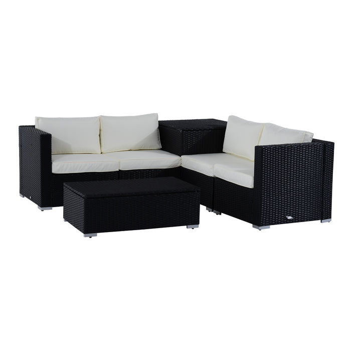 4-Seater Rattan Corner Sofa Set - Wicker Garden Furniture with Cushions - Ideal for Patio & Outdoor Lounge Areas