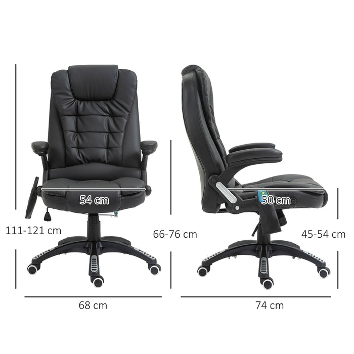 Executive Heated Massage Chair - High-Back PU Leather with Tilt and Recline Features - Comfort for Office Use and Relief from Back Tension