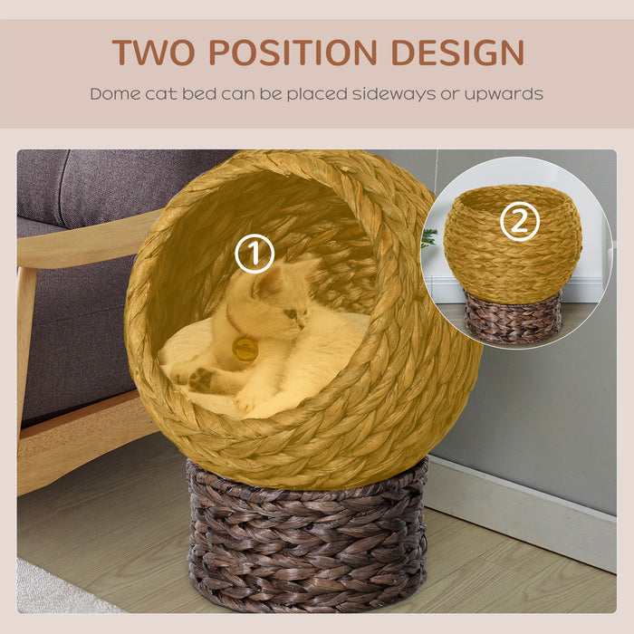 Raised Wicker Cat Bed with Soft Cushion - Rattan Basket Design, Washable & Cozy - Perfect for Cats & Small Pets Comfort & Relaxation