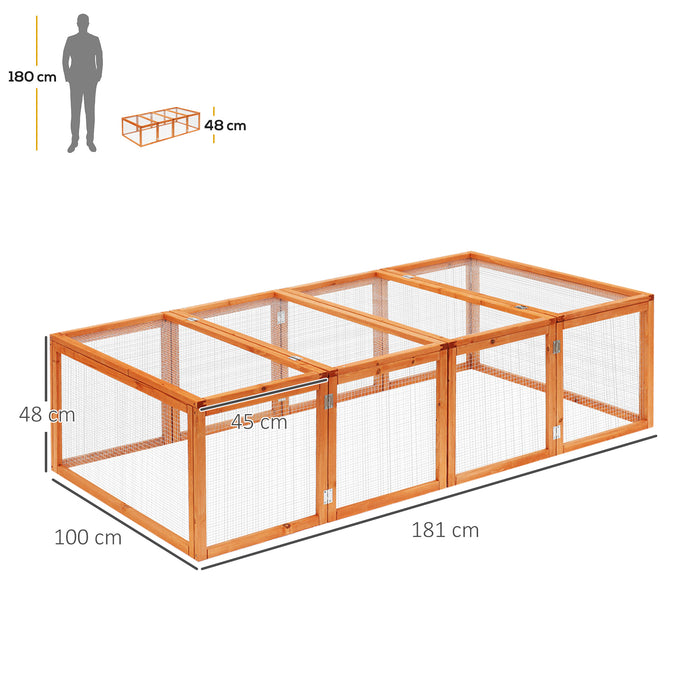 Outdoor Wooden Rabbit Hutch - Guinea Pig Cage with Wire Mesh Safety Run - Spacious Bunny Play Space 181x100x48cm for Pet Comfort and Security