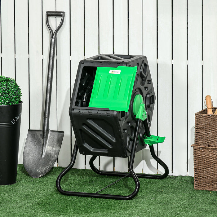 Garden Compost Wizard - 65L Single Chamber Rotating Composter with 48 Air Vents and Steel Stand - Ideal for Eco-Friendly Waste Management