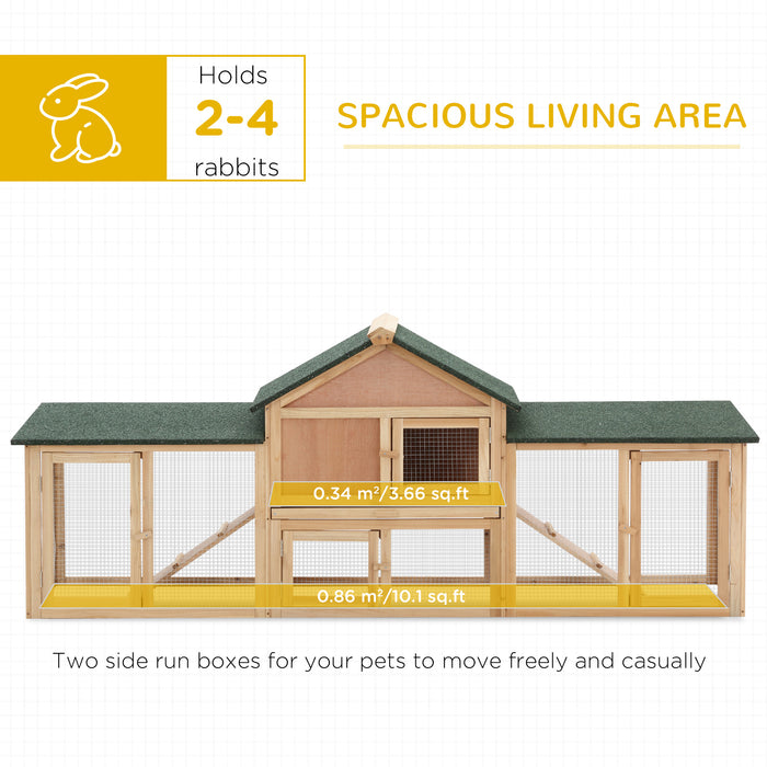 Deluxe Double-Tier Bunny Hutch with Ladder - Spacious Wooden Rabbit & Guinea Pig Home, Outdoor Run, Slide-Out Tray - Ideal for Pet Safety & Comfort, Measures 210x45.5x84.5 cm