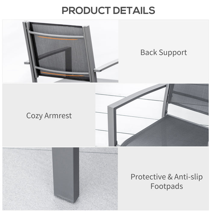 Outdoor Chair Duo - Steel Frame with Texteline Seats for Garden, Patio, and Balcony - Ideal for Camping and Fishing, Dark Grey/Black