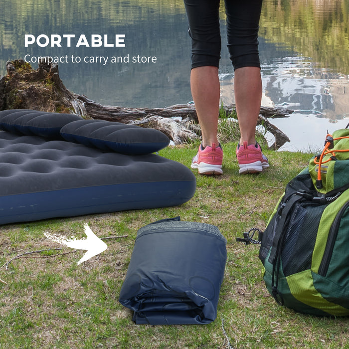 Inflatable Double Air Bed with Included Hand Pump - Durable & Comfortable Sleeping Solution - Ideal for Camping & Guest Use