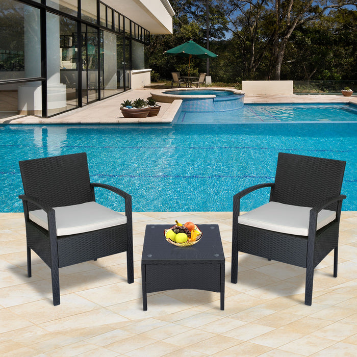 Outdoor Rattan 2-Seater Bistro Set - Wicker Weave Sofa Chair and Table Combo for Patio - Ideal for Conservatory and Garden Relaxation