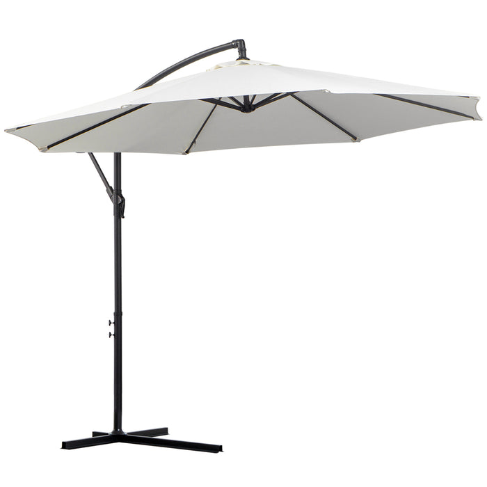 Banana Parasol Cantilever Umbrella with Crank - 3m Hanging Sun Shade, 8-Rib Structure, Cross Base - Ideal for Garden and Outdoor Relaxation