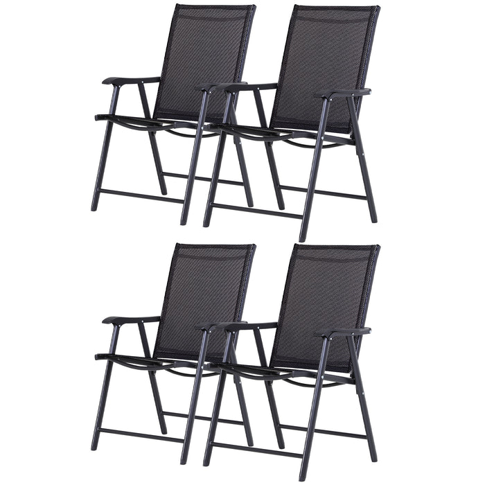 Folding Metal Garden Chairs - Set of 4, Breathable Mesh Seating for Outdoor Patio & Park - Ideal for Dining & Relaxation at Home or Public Spaces