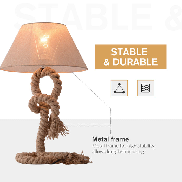 Nautical Twisted Rope Table Lamp - E27 Bedside Light for Bedroom & Living Room - Essential Beige Glow for Home Ambiance