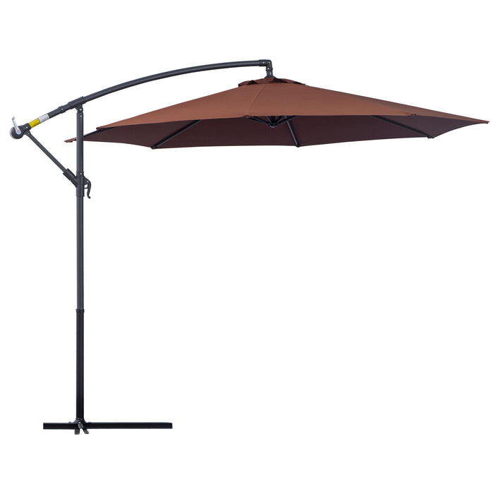 Outdoor Adjustable 3m Cantilever Umbrella - Coffee Colored, UV Protection Patio Parasol - Ideal for Garden, Deck, and Poolside Shade