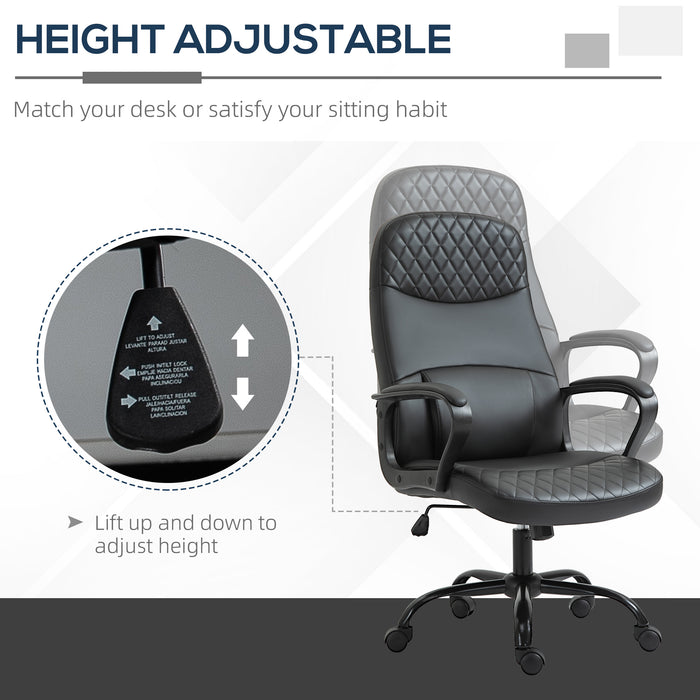 Ergonomic High-Back Executive Massage Chair - PU Leather Vibration, Adjustable Height, Built-in Lumbar Support, Armrests - Ideal for Office Workers Seeking Comfort and Back Relief