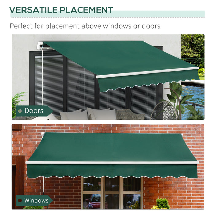 Patio Awning Canopy Shelter - Lightweight Aluminum Frame with Hand Crank, UV Blocking Garden Sun Shade - Ideal for Outdoor Leisure and Protection, 3x2m in Green