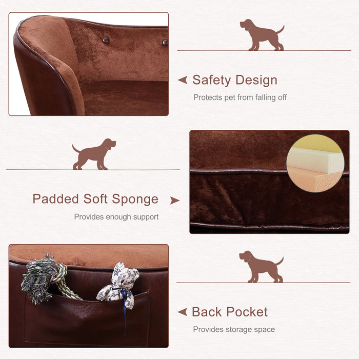 Pet Couch with Elevated Legs - Soft Cushioned Dog Sofa Chair for Small Dogs & Cats, Brown - Comfortable Resting Area for Your Furry Friends