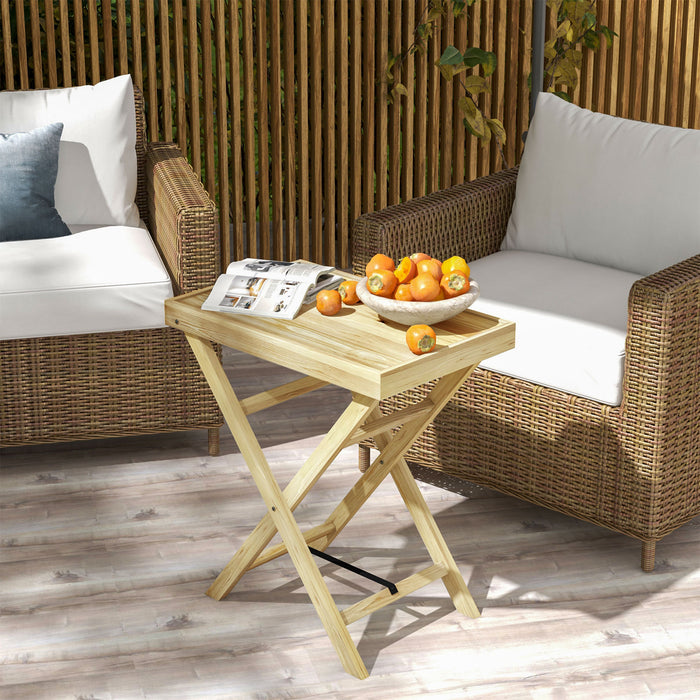 Outdoor Wooden Coffee Table - 68x44x75cm Patio Side Desk with Natural Finish - Ideal for Garden and Balcony Lounging