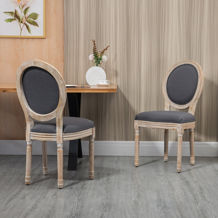 French-Style Dining Chairs - Set of 2 Armless Accent Chairs with Linen Upholstery and Supportive Backrest - Stylish Seating for Kitchen or Dining Room