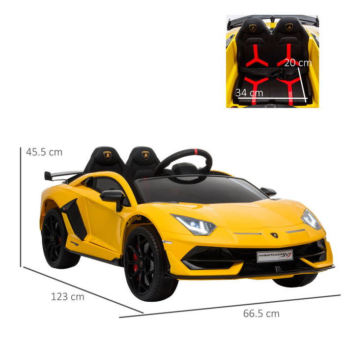 Lamborghini Aventador Ride On Car - 12V Battery-Powered Electric Sports Racing Toy for Kids with Parental Remote Control and Lights - Fun Driving Experience for Children