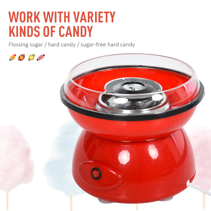 450W Electric Candyfloss Maker - Non-Stick Plates, Fairground-Style, Metal Body with Accessories in Red - Ideal for Kids & Adults Parties, Home Treats, and Gifts