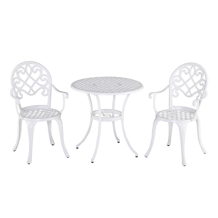 Bistro Round Table and 2 Chair Set - 3-Piece Aluminum Garden Furniture for Outdoor/Indoor Use - Perfect for Patio, Balcony, and Dining Spaces