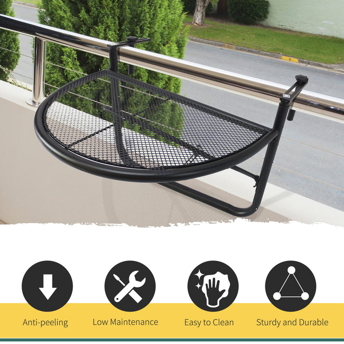 Balcony Mate - Semi-Circular Hanging Table for Outdoor Spaces, Adjustable Metal Coffee Table - Ideal for Small Balconies and Limited Spaces