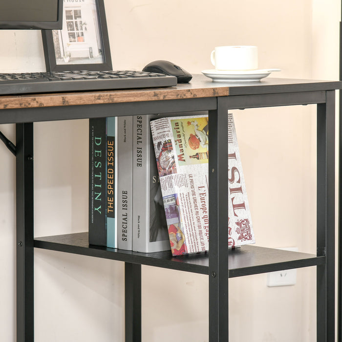 Modern Study and Writing Desk with Dual Storage Shelves - Sturdy Steel Frame Home Office Workstation - Versatile Setup with Adjustable Shelving, 120x60x76cm