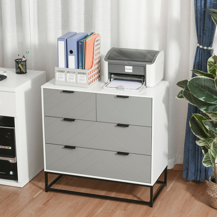 Freestanding Bedroom Dresser - Spacious Chest of Drawers with Sleek Metal Handles - Ideal Storage Solution for Bedroom and Living Room