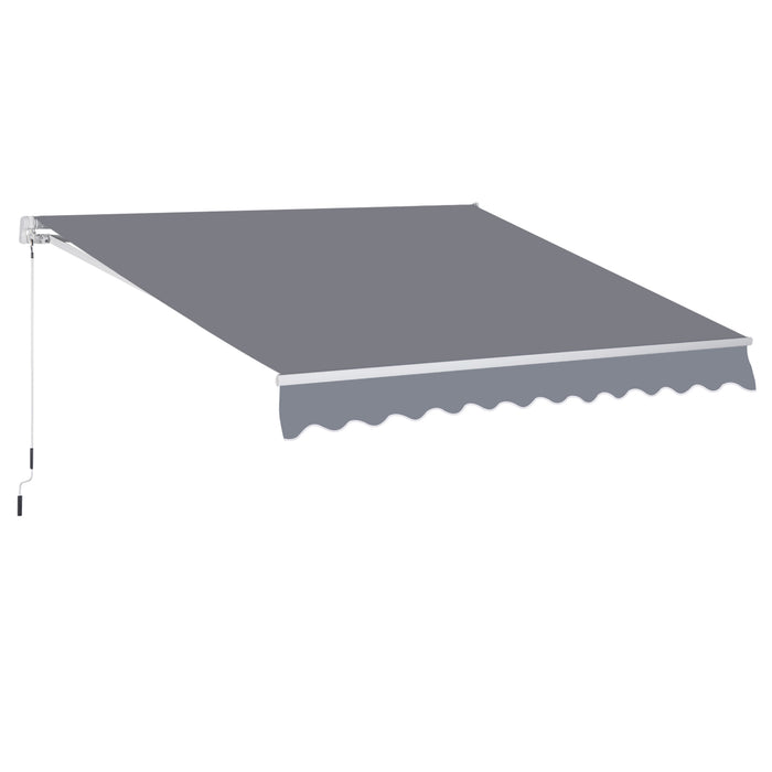 Manual Retractable Patio Awning 3x2.5m - Grey Sun Shade Shelter with Fittings and Crank Handle - Outdoor Comfort for Garden and Terrace