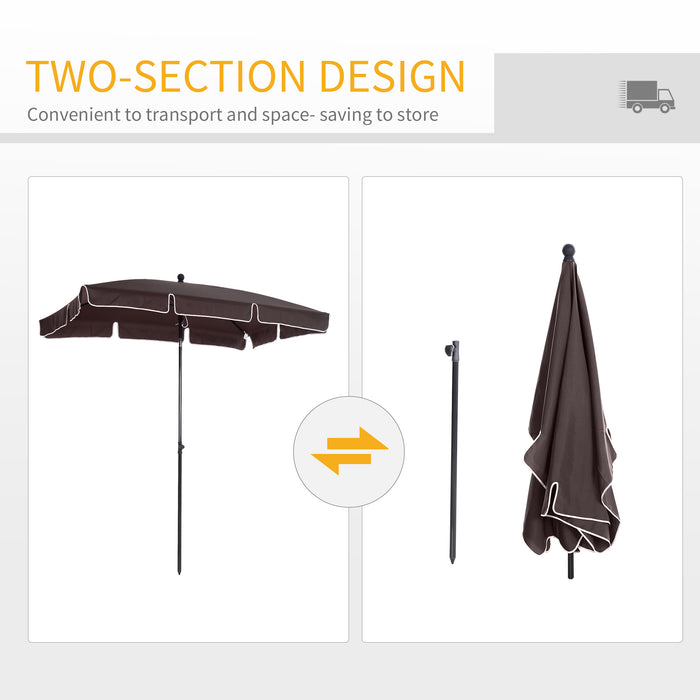 Elegant Brown Aluminum Umbrella Parasol - Durable Outdoor Sunshade with Wind Resistance - Ideal for Patio, Deck, and Garden Protection