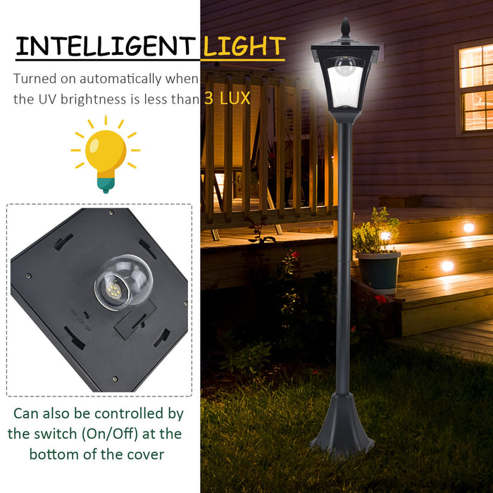 Outdoor Solar LED Post Lamp - Dimmable, Sensor-Activated Lantern for Garden Pathways, 1.6M Tall Bollard - Ideal for Illuminating Outdoor Spaces