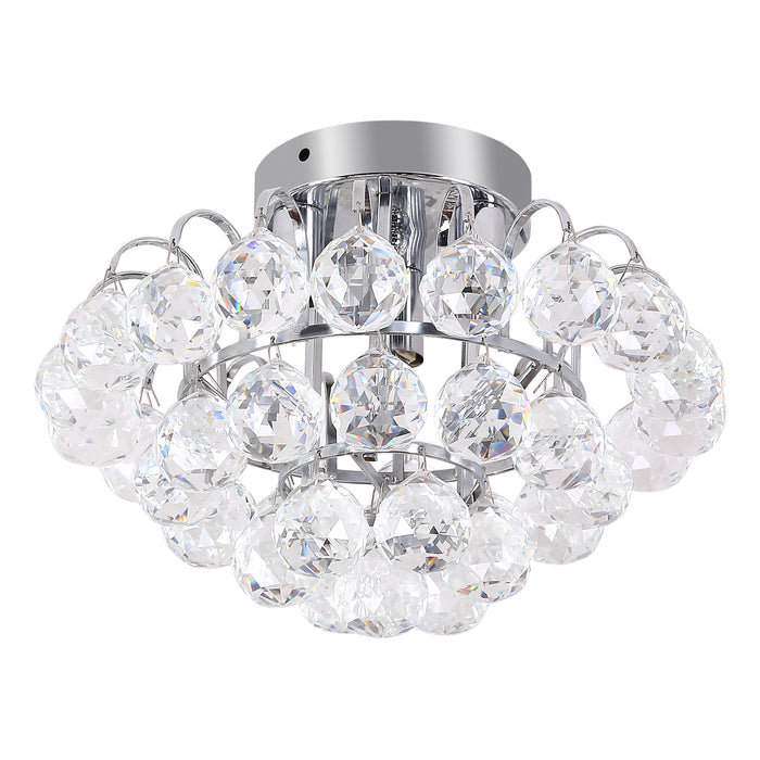 Crystal Ceiling Lamp Chandelier - Hallway Flush Mount Pendant with 3 Lights, 30cm Diameter, Elegant Silver Finish - Perfect Lighting Solution for Small Spaces