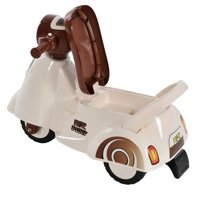 Toddlers' Melody Adventure Tricycle - Musical & Durable Plastic Push Trike in White/Brown - Perfect Ride for Young Children to Explore Sounds and Movement