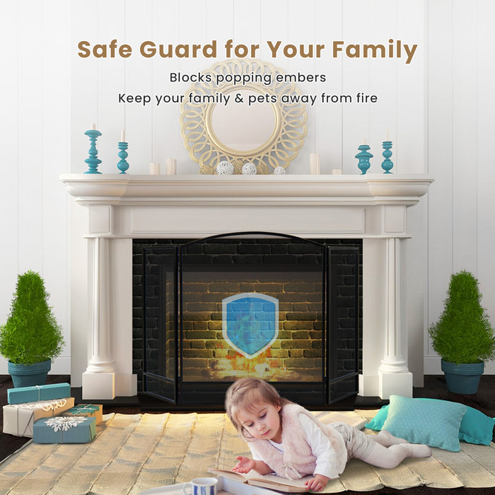 Panel Folding - Fire Guard Fireplace Screen Fence - Ideal Protection for Children and Pets