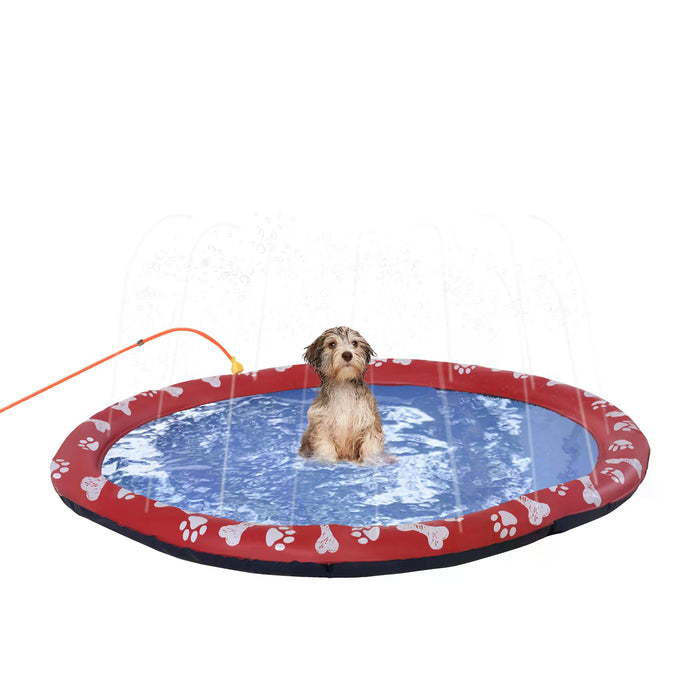 150cm Splash Pad for Dogs - Sprinkler Bath Pool & Water Play Mat - Non-Slip Outdoor Fun for Pets