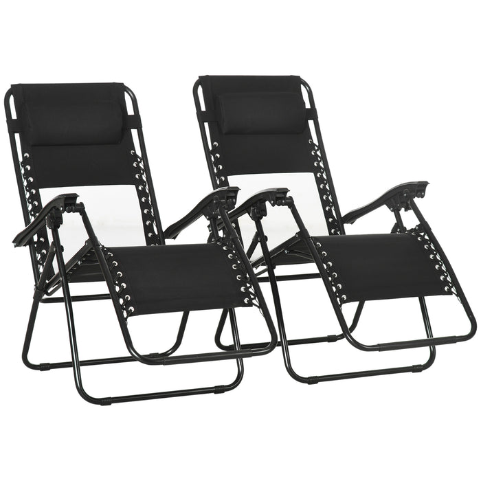 Outdoor Zero Gravity Lounge Chairs with Footrest - Set of 2 Recliners with Detachable Headrest for Patio & Garden - Comfortable Folding Design for Relaxation & Leisure