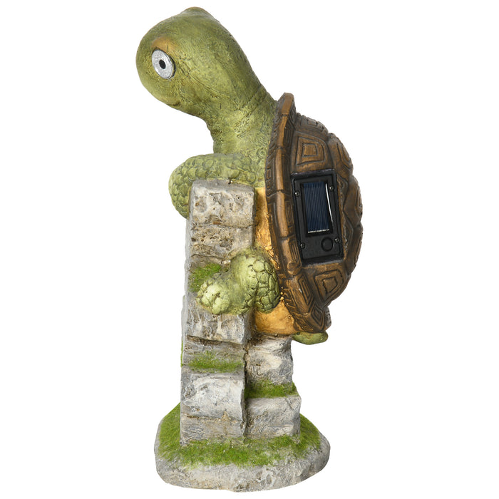 Vivid Tortoise Art Sculpture with Solar LED - Colorful Garden Decor and Nighttime Accent Light - Ideal for Porch, Deck, and Lawn Beautification