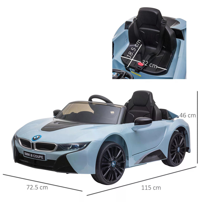 BMW i8 Coupe 6V Electric Ride-On Car - Licensed Kid's Toy Vehicle with Remote Control, Music, Horn - Perfect for Children Aged 3 to 8, Blue