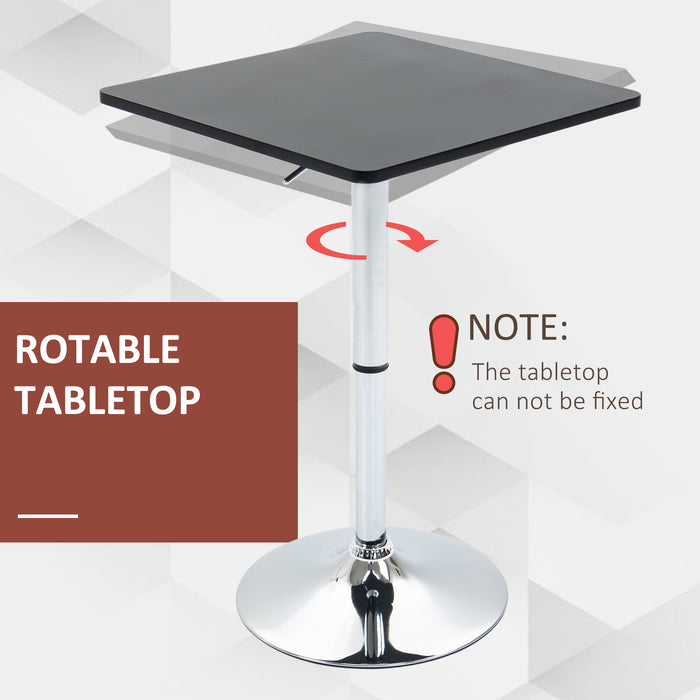 Adjustable Swivel Counter Bar Table - Modern Black and Silver Pub Desk with Electroplating Metal Base - Perfect for Home Entertainment and Dining Spaces