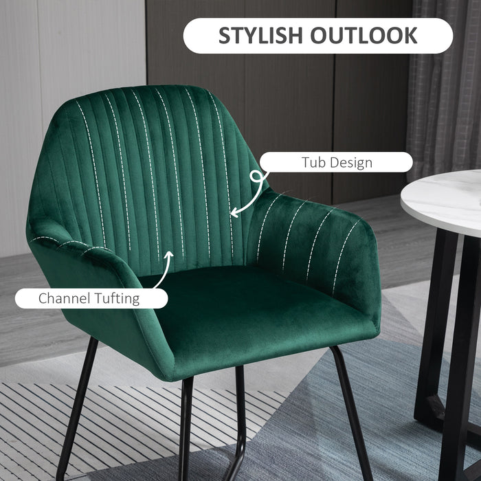 Upholstered Modern Armchair with Metal Base - Stylish Green Accent Chair for Living Room - Comfy Seating for Home Decor and Relaxation