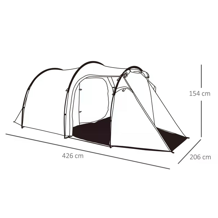 Camping Dome Tent for 3-4 Person - 2 Room Setup with Weatherproof Screen Room Vestibule, Lightweight for Backpacking - Ideal for Fishing, Hiking & Outdoor Adventures, Dark Grey