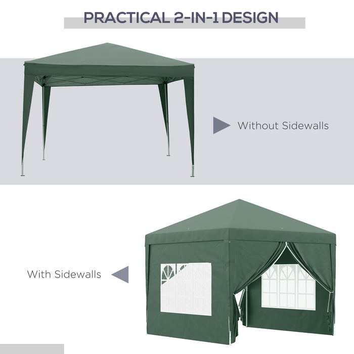 Pop Up Gazebo Marquee - 3x3 Meter Easy Assembly Outdoor Canopy, Green - Ideal for Garden Parties and Events