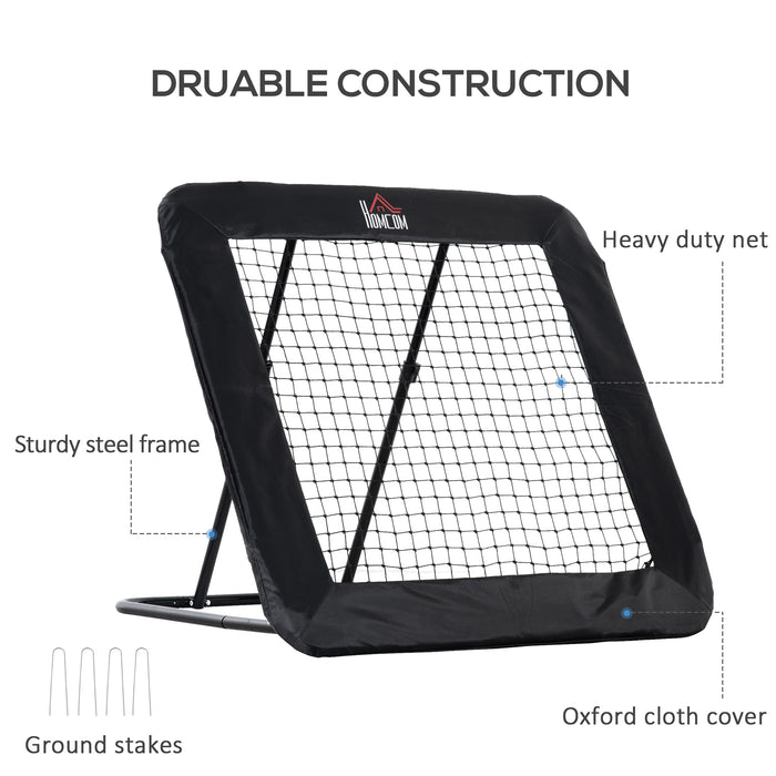 Adjustable Football Training Rebounder Net - Angle Pitch Back System with Target Goal - Quick Folding Design for Easy Setup & Portability