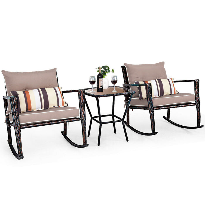 3pcs Rattan Bistro Set - Garden Furniture in Stylish Gray - Perfect for Outdoor Entertaining and Relaxation