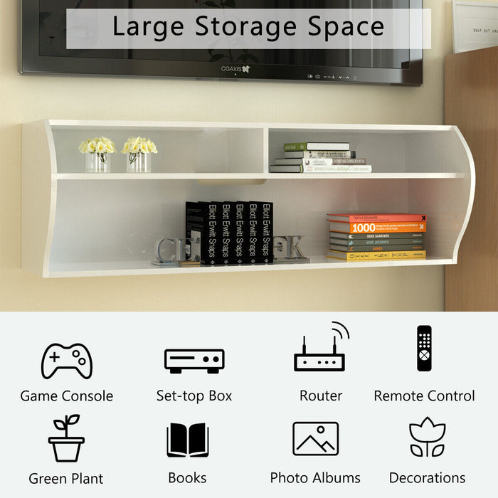 TV Stand Floating Cabinet - Wall-Mounted, Media Center with Cable Hole, Coffee Color - Perfect for Organizing and De-Cluttering Living Spaces