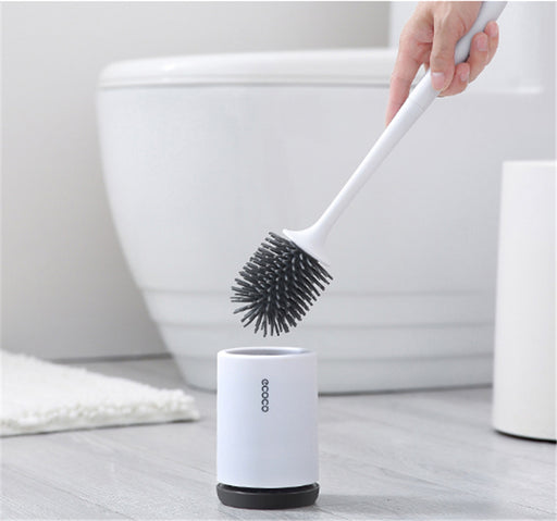 Ecoco Silicone Toilet Brush Soft Bristle Wall-Mounted Bathroom Toilet Brush Holder Set Clean Tool Durable Thermo Plastic Rubber