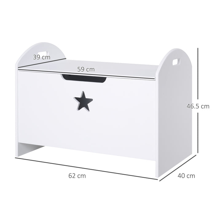 Kids Toy Box with Secure Safety Hinge - Sturdy MDF Construction, White Finish - Ideal Toy Storage Solution for Children's Room